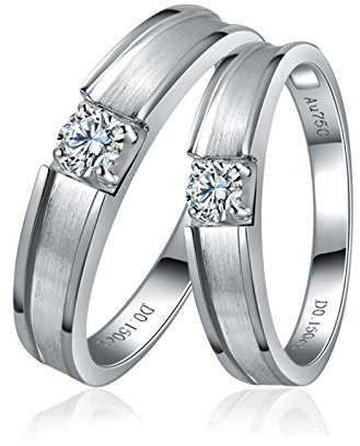 KnSam Platin Ringe Solitär Diamantring Damen Gelbgold EIN Paar Ringe Paarpreis Ringe Set Platin