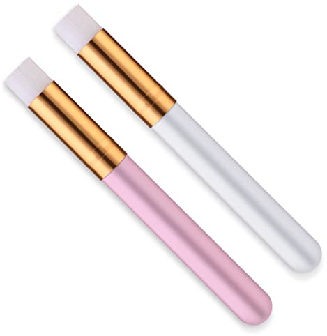 Molain Lash Shampoo Brushes, 2-Piece Nose Pore Deep Cleansing Facial & Eyelash Extensions Brush, Lash Cleanser in Pink & White