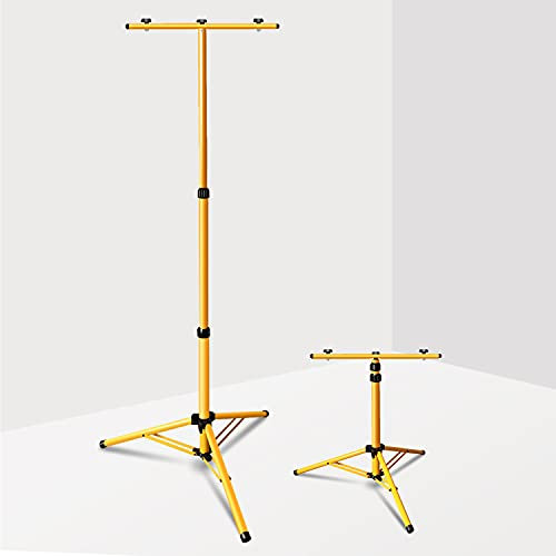 Jiubiaz Teleskop Stativ für Baustrahler, Höhenverstellbar von 64 bis zu 158cm, LED Fluter Stahlstativ, Strahler Stahl Stativ Gelb, Trägerteil für 2 Strahler