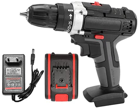 Set di Cacciaviti Elettrici Ricaricabili per Trapano Avvitatore A Batteria 36V, Set di Avvitatori Max 28Nm, Trapano A Percussione 25+1 Coppia con Batterie da 1300Mah, Mandrino da 3/8, 2 velocità