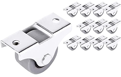 SKIR'CO (12 Stück) Kleine 25mm Möbelrollen Gummirollen Non-Swivel Bockrollen Oneway Direction (12)