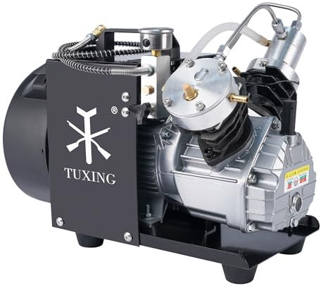 TUXING PCP Air Compressor 4500Psi/300Bar,Double Cylinder Diving Compressor,High Pressure Air Compressor Pump for Paintball Scuba Tank 220V (TXEDM041)