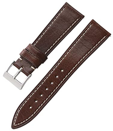 MUNACRAFT 20/22mm Vintage-Uhrenarmband aus italienischem Rindsleder, ultradünnes, weiches, flaches, pflanzlich gegerbtes Lederarmband mit Schnellverschluss-Federstift, Dunkelbraun, 22mm