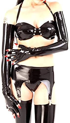 Latexhandschuhe, Fingerlose Lange Handschuhe, Fäustlinge, Club-Outfits, Zubehör, Weibliche Handschuhe,Rot,X-Large