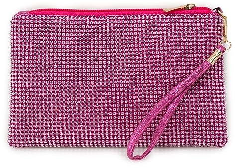 Emila Pochette fucsia strass elegante da cerimonia piccola borsa donna gioiello clutch cristallini borsetta a mano per feste party da sera ragazza