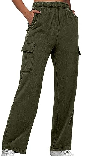 XUNRYAN Cargo Pants Womens Sweatpants Casual Baggy Fleece High Waisted Joggers Athletic Workout Pants Activewear Winter Fall