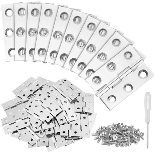 30 Stück Scharnier Edelstahl mit 180 Stück Schrauben, 44mm× 32mm Klavierband Scharnier, Scharniere Klappbar Für Türen Fenster, Möbelscharniere, Türscharniere mit Kreuzschraubendreher