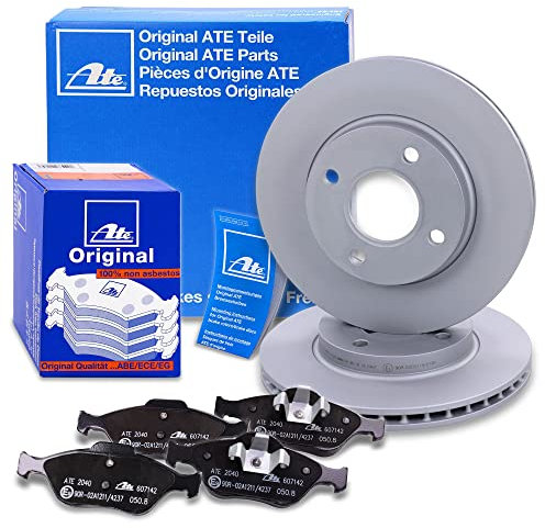 ATE Bremsenset Vorderachse inkl. Bremsscheiben vorne Ø 258 mm belüftet und Bremsbeläge vorne Kompatibel mit FORD FIESTA Mk4, Mk5, FUSION (JU_), KA (RB_), PUMA (EC_), STREET KA (RL2), MAZDA, 2 (DY)