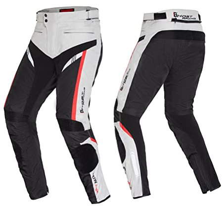 Wanym Pantaloni da Moto Uomo con Protezioni, Pantaloni Protettivi, da Uomo, con Rimovibile Ginocchiere E Fodera Protezioni per Motociclismo A Tutte Le Stagioni,Bianca,L
