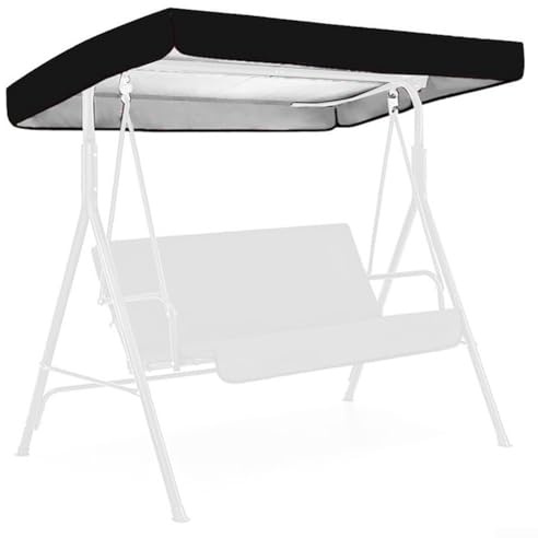 Swing Canopy Cover, Patio Cover Top, Replacement Canopy For Swing For Seat 2-3 Seater Garden Swing Chair Cover (Black 140cm x 120cm)