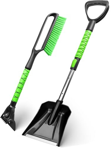 Auto Eiskratzer, SEAAES Auto Schneebürste mit ausziehbare Schneeschaufel und Schaumstoffgriff für Auto, Windschutzscheibe, Fenster, SUV, LKW