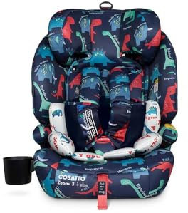 COSATTO Zoomi 3 iSize Car Seat - from 76cm up to 150cm (Approx.15 Months to 12 Years), ISOFIT, Adjustable Headrest, Side Impact Protection, Easy Install, R129 Tested (D is for Dino)