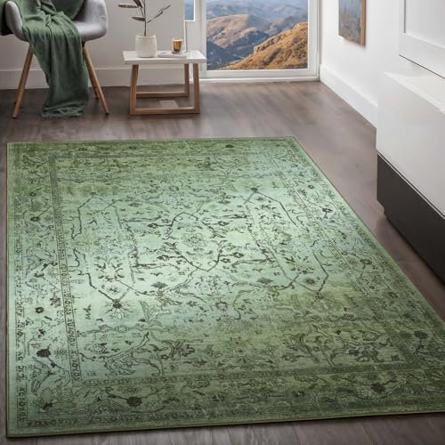 Taracarpet Teppich Kurzflorteppich, Wohnzimmerteppich, Orientteppich aus Polyester n Regenbogenfarben absolut Modern fürs Wohnzimmer Schlafzimmer Kinderzimmer grün 160x230 cm