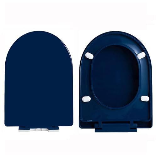 Brigtviee Sedile del Water con Abbassamento Automatico, Rimovibile Coperchio WC,Toilet Seat in Plastica, Tavoletta WC Colorato,Universaliforma A U Grande 36cm*47cm,Sapphire Blue