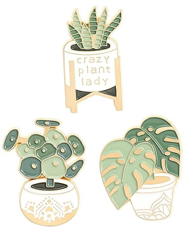 3 Pièces broche pot pour plantes décor de feuilles épingle de en émail décor de plantes épinglette épingle à nourrice tu connais goupille pot jardinage pin’s alliage BESTYASH