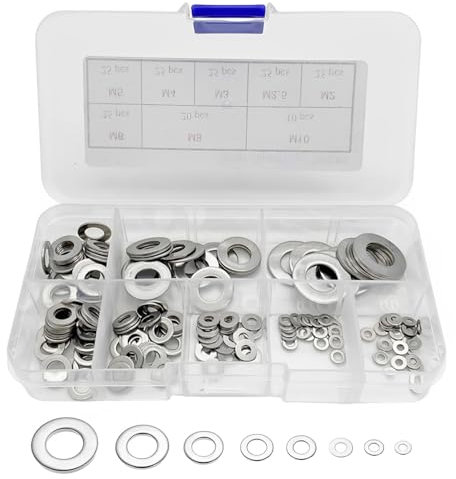 Kzouenzu Set Di Rondelle In Acciaio Inossidabile [180 Pezzi], Rondelle Di Sicurezza In Acciaio Inox, Per La Domestica, Riparazioni In Fabbrica, Cucine - M2 M2.5 M3 M4 M5 M6 M8 M10, 8 Dimensioni