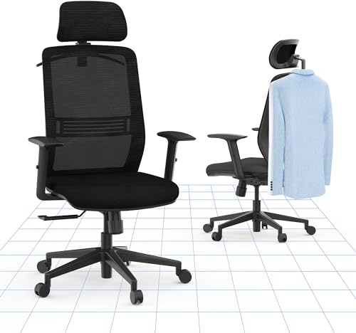 FLEXISPOT OC17 Ergonomic Office Chair with Hanger, 2D Adjustable Armrests & 3D Headrest - High-Back Computer Chair, Lumbar Support, 360° Swivel for Home and Office, Black