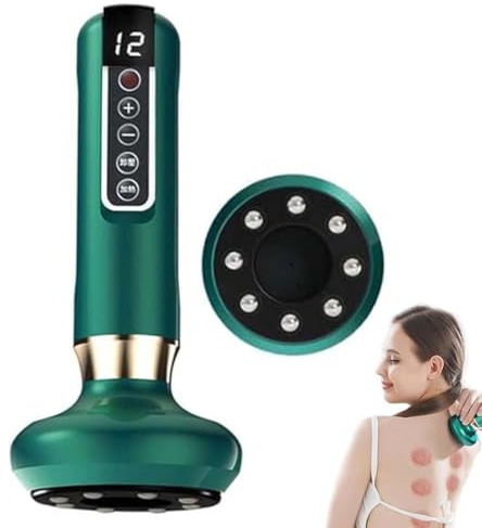 Glowfit Cellulite Massager, Cellulite-Massagegerät, 12 Gängen Schröpfgerät Elektrisch Gegen Cellulite, Verstellbares Handmassagegerät, Elektrisch Körper Massagegerät für Bauch Taille Arme Beine (Grün)