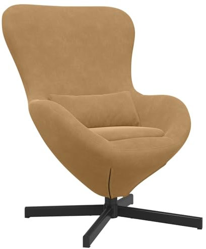 vidaXL Eiersessel Braun 63 x 73 x 90 cm Samt, Stylischer Egg Chair, moderner Lounge-Stuhl, Bequeme Sitzgelegenheit, vielseitiger Drehstuhl, sanfte Berührung für drinnen