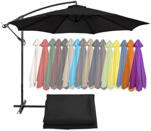 Rechange Telo Per Ombrellone, Ombrellone A 6/8 Bracci Per Ombrellone A Sospensione Decentrata, Protezione Uv, Adatto Per Patio, Nero, 350 cm/8 Stecche