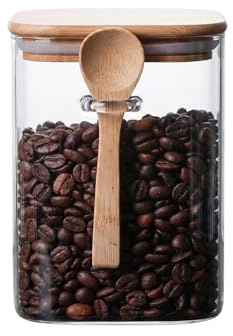 ASTRQLE 1000ml 34oz Square Glass Storage Jars with Bamboo Lids for Home