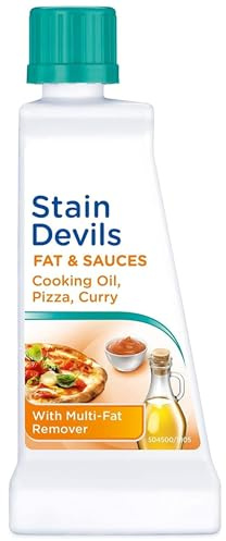 Stain Devils Fat and Sauces 50ml - with Pigment Remover - Cooking Oil, Pizza, Curry Stain Remover Gental on Colours & Fabrics