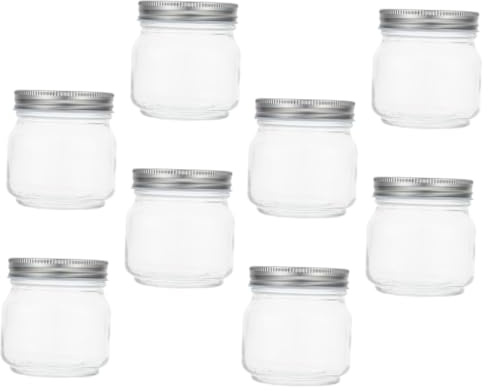 GLEAVI 8Pcs Empty Jam Jars with Leakproof Lids Airtight Small Glass Storage Containers for Honey Jelly and Multi Use Food Preservation and DIY Decorations