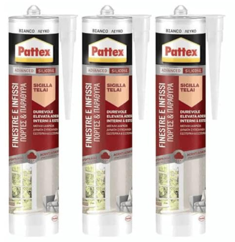 Dichtmasse für Fenster & Türen - Creme - wetterbeständiges Silikon Innen & Außen (3 x 280ml)