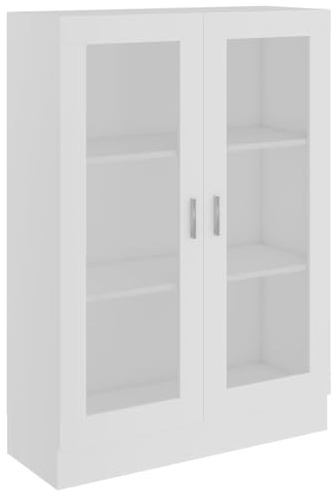 Tomostar Vitrine aus Glas, Vitrinenschrank, Sammlerschrank, Bücherregal, Aufbewahrungsmöbel für Wohnzimmer, Weiß, 82,5 x 30,5 x 115 cm, Holz