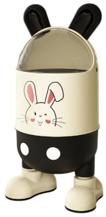 Ronyme Cestino della Spazzatura con Coperchio Ribaltabile dal Design Creativo per Camera da Letto E Ufficio, Nero