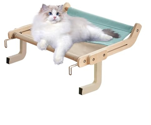 Hamaca para gatos con ventana, ajustable y resistente, cama de perca, asiento de ventana resistente para interiores, alta tolerancia al peso, descanso elevado para gatos, alféizar de la ventana