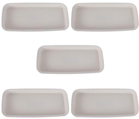 HOMSFOU Sottovaso Rettangolare in Plastica Beige 5 Pezzi per Piante da Giardino, Vassoio Porta-vasi Antiperdite 21x8,5 Cm, Accessorio per Piante Resistente e Antiscivolo per Uso Esterno