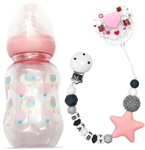 3Pcs Baby Doll Accessories Set, Includes Baby Doll Bottles, Magnetic Pacifier and Pacifier Chain Toy Set Feeding for Accessories