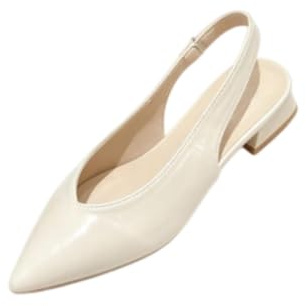 Genérico Zapatos Planos Slingback De Punta para Mujer Tacón De Bloque Bajo