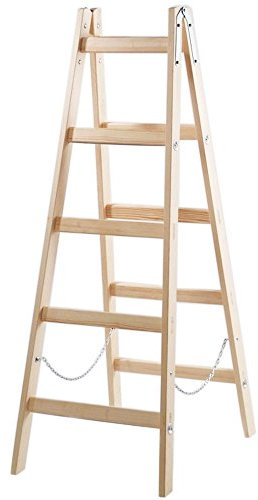 Systafex® Leiter Doppelstufenleiter Malerleiter Elektrikerleiter Stehleiter Holzleiter (5 Stufen) 1,55m