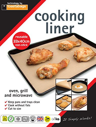 Paquete de 2 láminas para cocinar de 33 x 40 cm. Antiadherentes y reutilizables, para bandeja de horno y microondas
