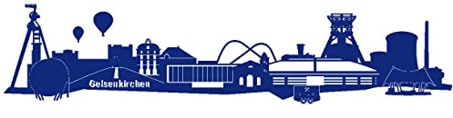 plot4u Wandtattoo Gelsenkirchen Skyline Schalke in 6 Größen und 19 Farben (100x22cm königsblau)