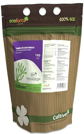 CULTIVERS Tierra Diatomeas Micronizada 1  kg Polvo Ultrafino Natural Certificada ECOCERT Materia Prima de Algas Fosilizadas con Alto Contenido en Sílice