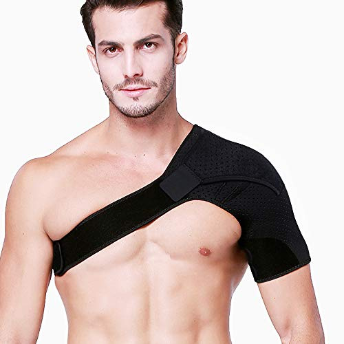 HUEGLO Left Shoulder Brace for Women and Men,Adjustable Neoprene Torn Rotator Cuff Shoulder stabilizer Support for Injury Prevention Immobilizer, Dislocated AC Joint,Frozen Pain,Tendinitis.