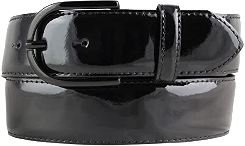 BELTINGER Lack-Gürtel aus Leder 4 cm | Glänzender Damengürtel 40mm | Eleganter Gürtel für Damen | Schwarze Gürtelschnalle