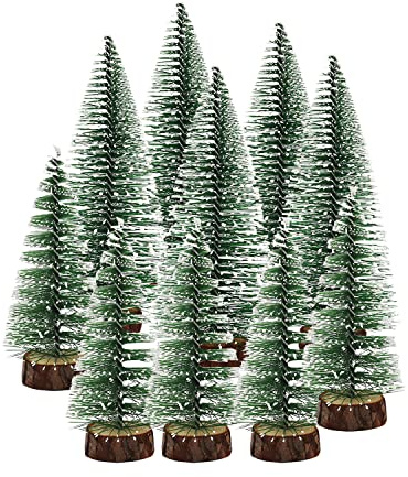 ZHIQIN 10 Mini Albero di Natale Artificiale Mini Sisal Albero di Natale Piccolo 10/ 15cm con Base in Legno per Miniature Natalizie Decorazioni da Tavolo Natale Festa Fai da Te