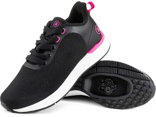 Tommaso Capri SPD Spin Shoes for Women Indoor Cycling, Ready-to-Ride Cycling Shoes for Women with Pre-Installed SPD Cleats, Works with Most Spin Class & Indoor Bikes—Pink—Size 9US—40.5EU