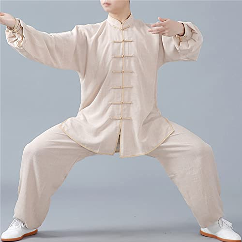 WoCOyo Tai Chi Anzug Freizeit Einfarbig Kampfkunst Anzug Unisex Sanft Baumwolle und Leinen Kung Fu und Tai Chi Uniform Traditionelle Chinesisch Kostüm für Meditation und Qigong