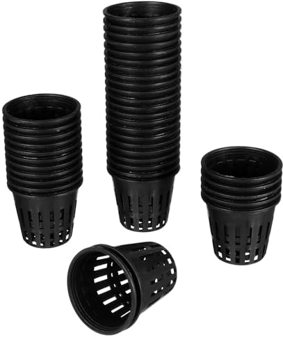 DOITOOL 40PCS 2 Inch Garden Slotted Mesh Net Cups, Net Pots Hydroponics Supplies Cups Heavy Duty Round Mesh Pot Cups for Hydroponics