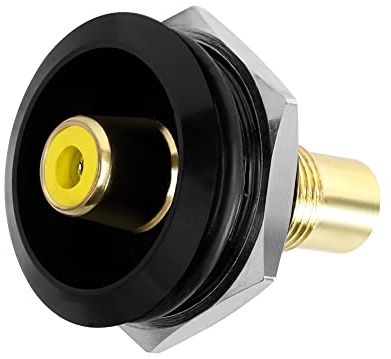QIANRENON Plaqué or RCA Encastré Fixation filetée rond Adaptateur RCA femelle vers femelle panneau Montage AV Connecteur, Pour audio,vidéo,TV, phono,haut-parleur,câbles RCA,amplificateur, Jaune