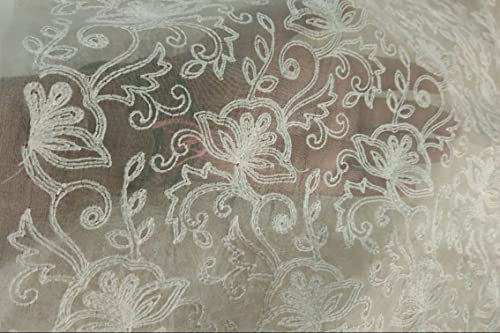 100% Silk Organza Embroidery Fabric 44 by The Yard Organza self Embroidery_12473