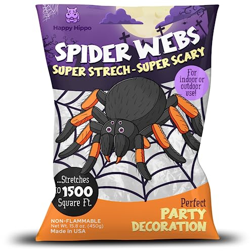 Halloween Spider Web Decoration, 1500 Sqare Feet & Plastic Spiders, Halloween Party Supplies, Spider Webs (Extra Large, 1500 Sq Feet)
