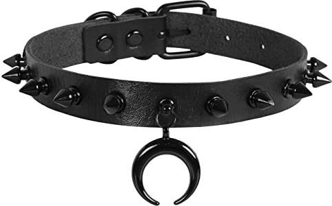 MILAKOO Punk Black Choker Gothic Spike Nieten für Frauen Männer mit Charme Anhänger Leder Halskette