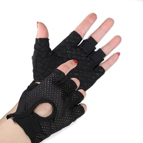 luoshaPUCY Fitness Handschuhe, Trainingshandschuhe für Damen Herren, Atmungsaktive Sporthandschuhe, rutschfest Handschuhe Sport für Gewichtheben, Radfahren, Bodybuilding, Krafttraining (M, Schwarz)