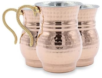 BABY SHOWER CHOCOLATE 3 Stück Kupferbecher Ayran - gehämmerte Kupfertasse - türkische handgefertigte Tasse - 250 ml